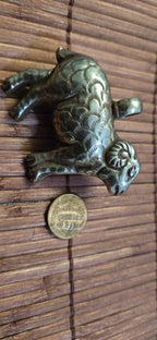 Tibetan Sheep Pendant with white Pearl Inlay | Repousse Animal Theme Jewelry | Ethnic Nepal Pendant PM438Q