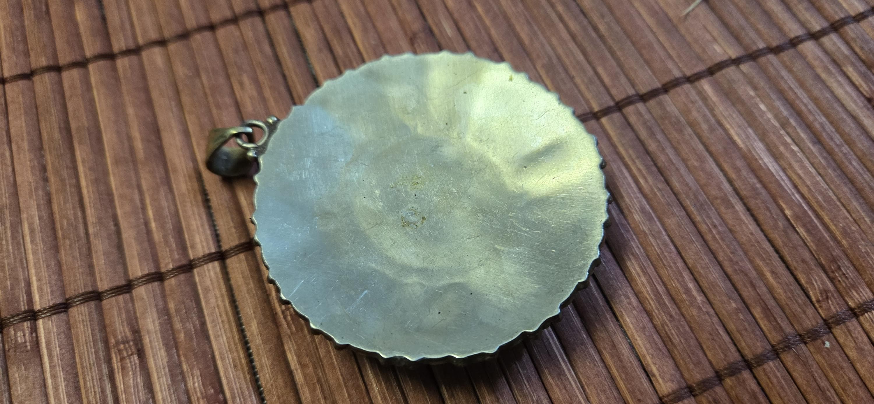 Floral Shield Pendant sunflower shape | Large pendant with dyed coral, lapis & turquoise | in Nepal PM145E