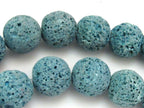 6 Beads - Large Round shape teal blue tone Lava beads 18 mm - NB122