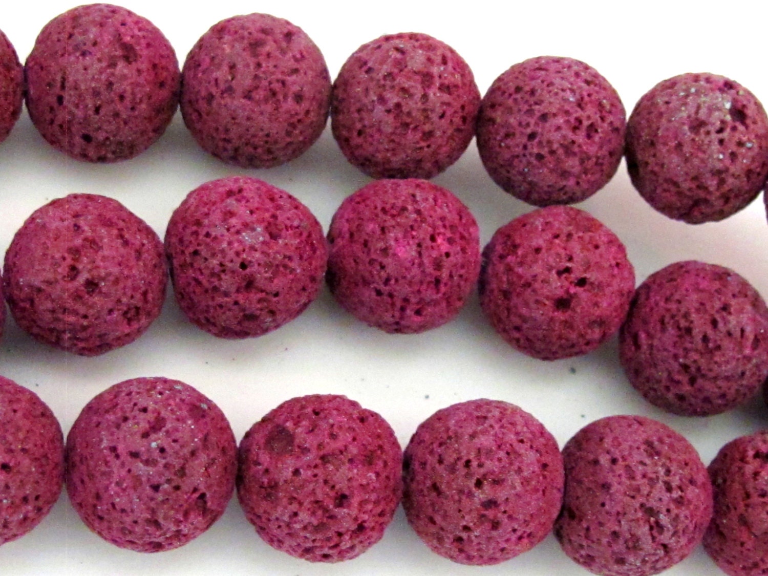 6 Beads - Large Round shape fuschia pink tone Lava beads 16 mm - NB123