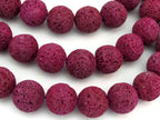 6 Beads - Large Round shape fuschia pink tone Lava beads 16 mm - NB123