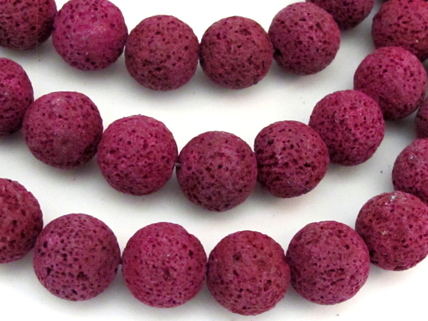 6 Beads - Large Round shape fuschia pink tone Lava beads 16 mm - NB123