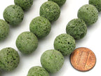6 Beads - Large Round shape green Lava beads 16 mm - NB125