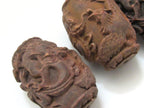 1 BEAD - Large Tibetan dragon phoenix etched barrel shape stony bead - BD613