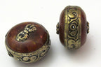 1 BEAD - Reversible Large size Tibetan Silver band copal Resin Dorje vajra pendant bead - BD616B