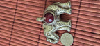 Tibetan Elephant Pendant with wine color faceted quartz gemstone inlay | Repousse Jewelry from Nepal | Bold Animal pendant PM438Q