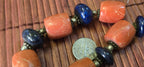 10 Vintage beads ethnic Nepal Tibetan coral and lapis beads - STR001G