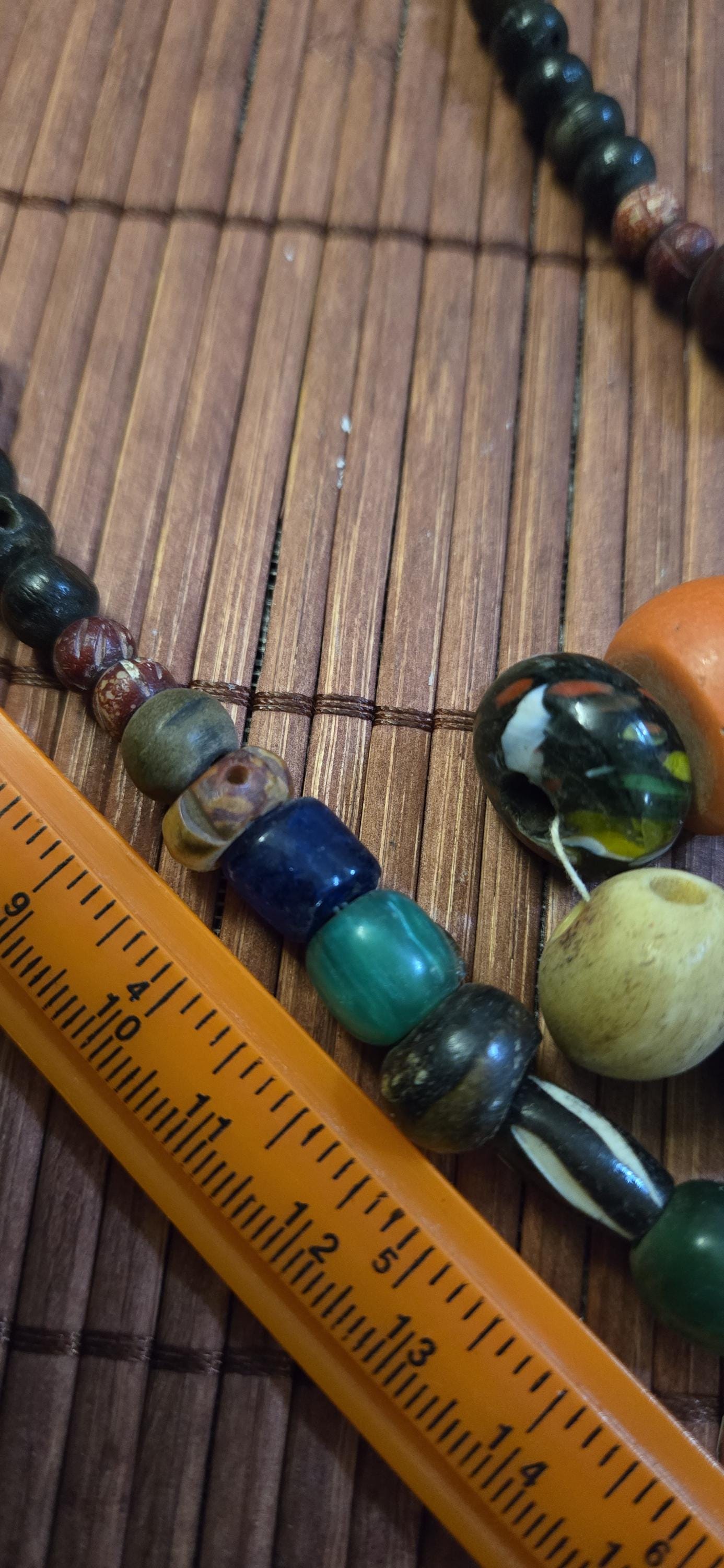 Mixed Vintage Tibetan Nepal Beads – Bone, Bodhi Seed, Glass, Wood – jewelry making Earthy beads - STR001H