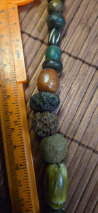 Mixed Vintage Tibetan Nepal Beads – Bone, Bodhi Seed, Glass, Wood – jewelry making Earthy beads - STR001H