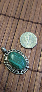 Tibetan Green malachite gemstone Pendant | Himalayan Nepal Gemstone Amulet | PM439H