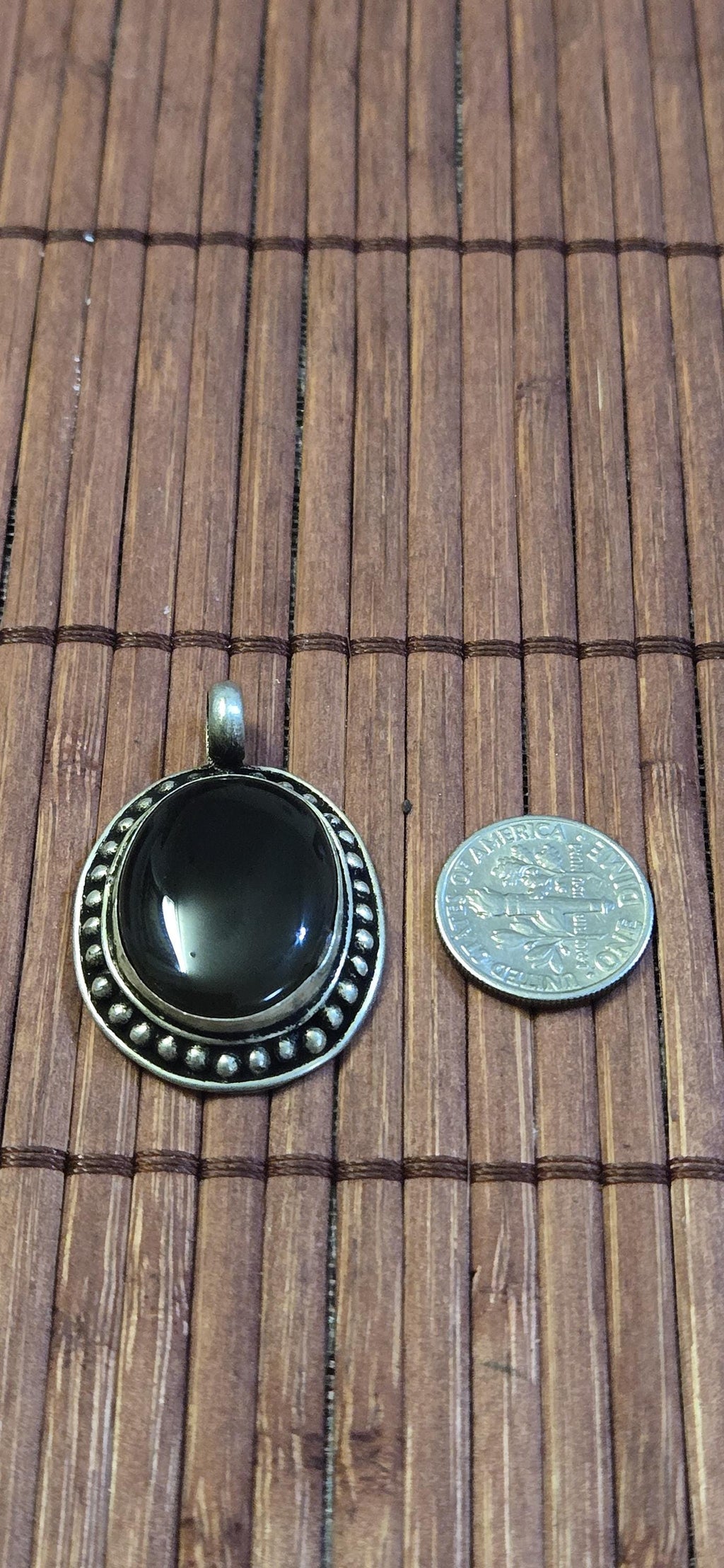 Tibetan black chalcedony gemstone Pendant | Himalayan Nepal Gemstone Amulet | PM439J