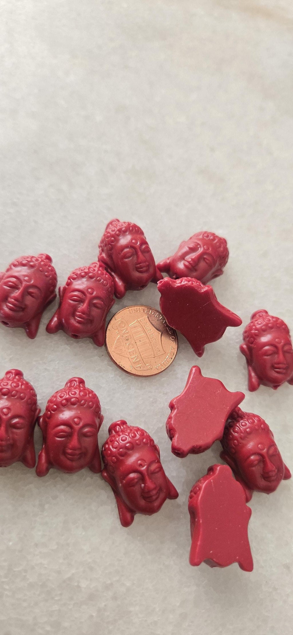 10 Beads - Red Resin Buddha Beads 14x20mm – Tibetan Nepal Prayer Beads for Jewelry Making BD797G