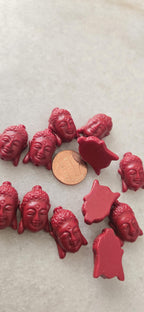 10 Beads - Red Resin Buddha Beads 14x20mm – Tibetan Nepal Prayer Beads for Jewelry Making BD797G