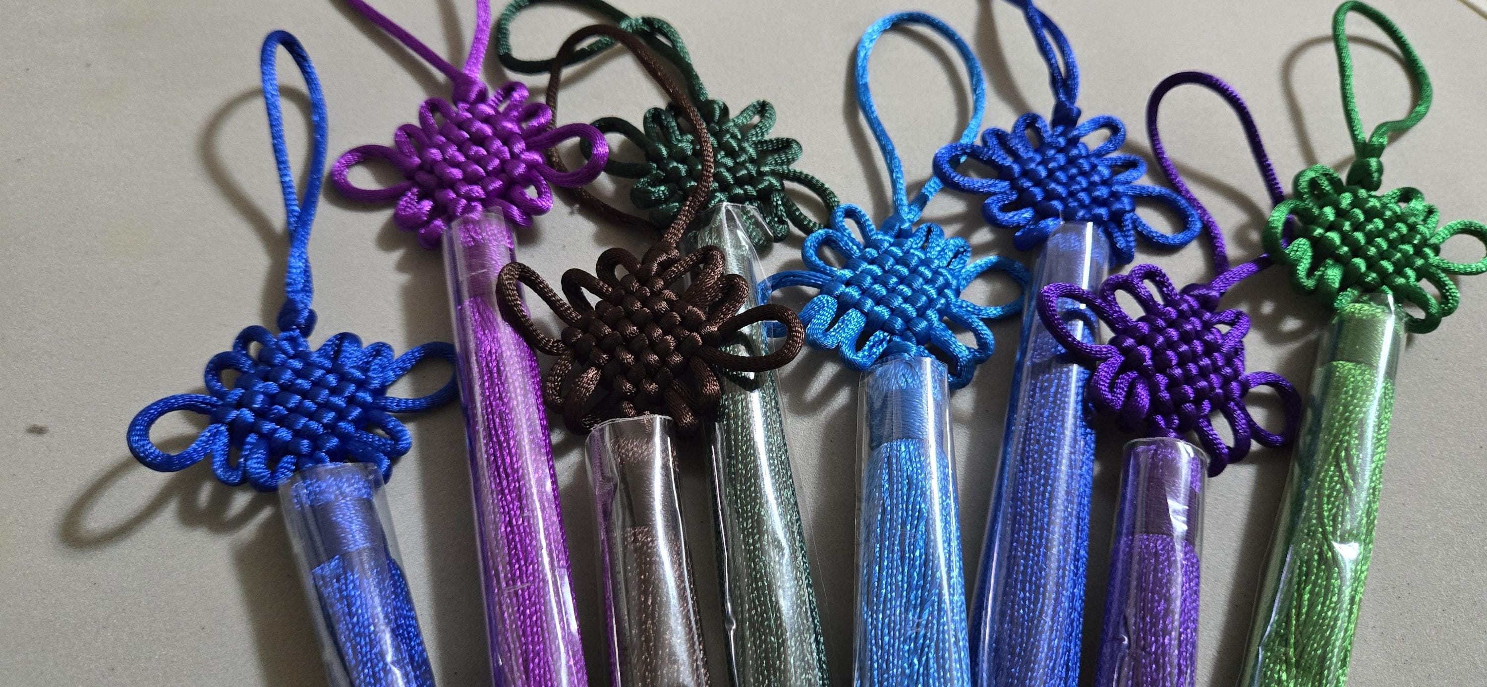 4 tassels - Mix of 4 colors extra Long tassel infinity knot tassel charm supplies approx 8.5 inches long - BD863A