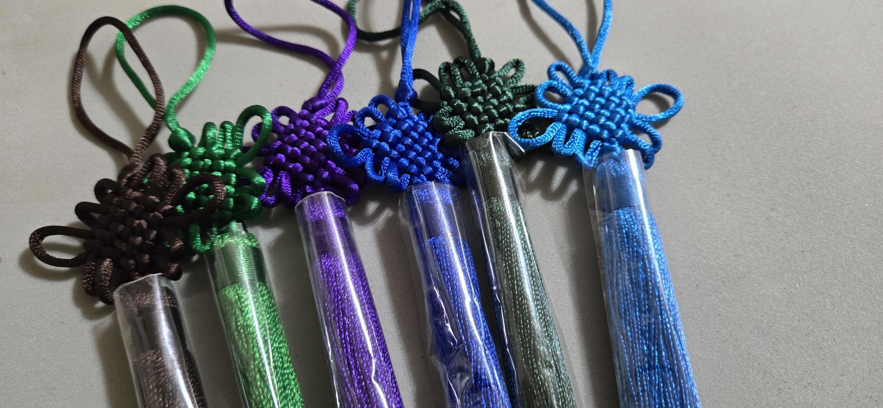 4 tassels - Mix of 4 colors extra Long tassel infinity knot tassel charm supplies approx 8.5 inches long - BD863A