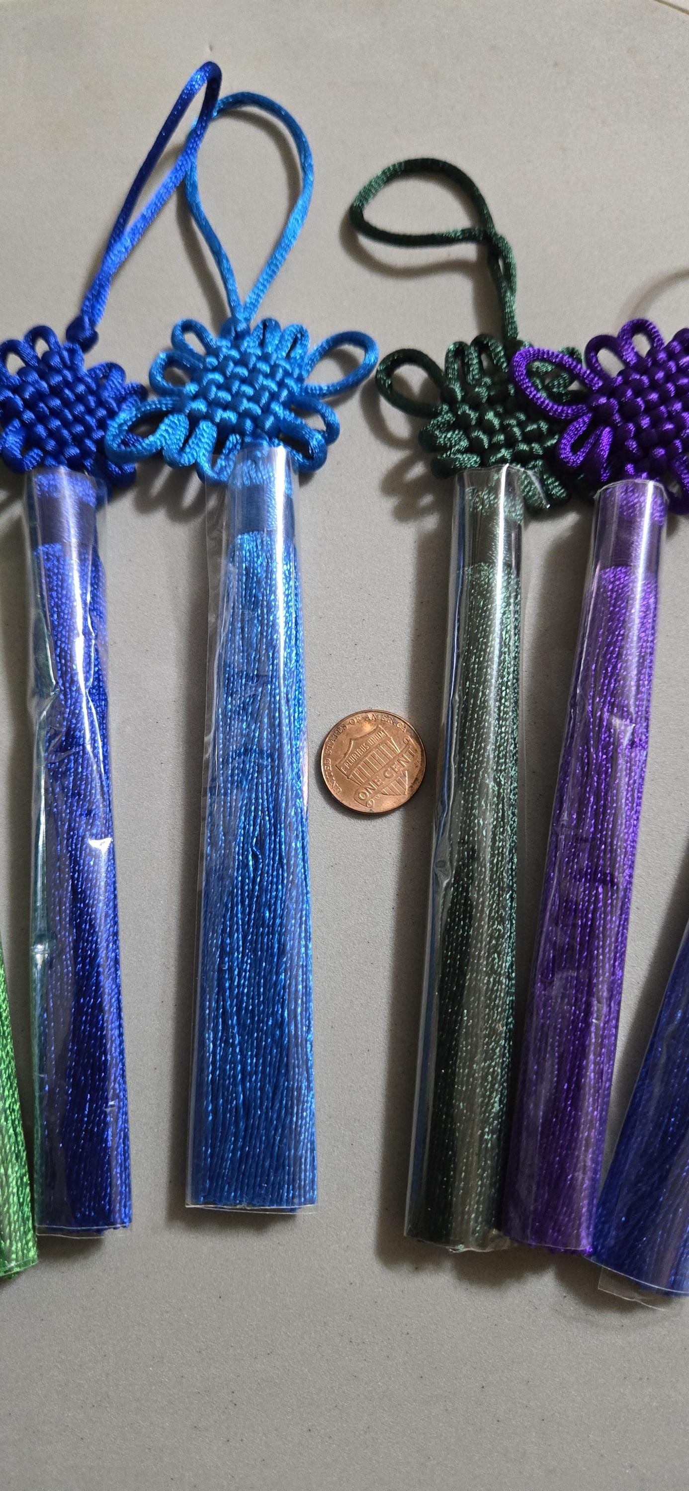 4 tassels - Mix of 4 colors extra Long tassel infinity knot tassel charm supplies approx 8.5 inches long - BD863A