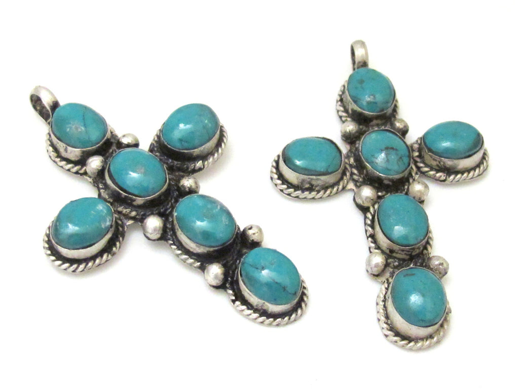 Tibetan cross pendant with turquoise inlay - PM257A