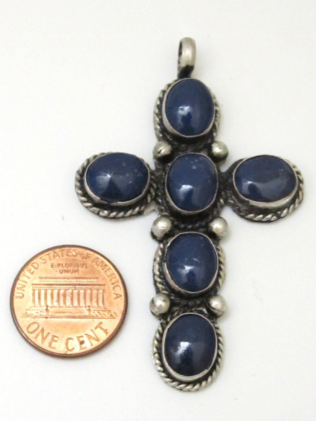 Tibetan Lapis Lazuli gemstone cross pendant - PM257B