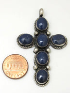 Tibetan Lapis Lazuli gemstone cross pendant - PM257B