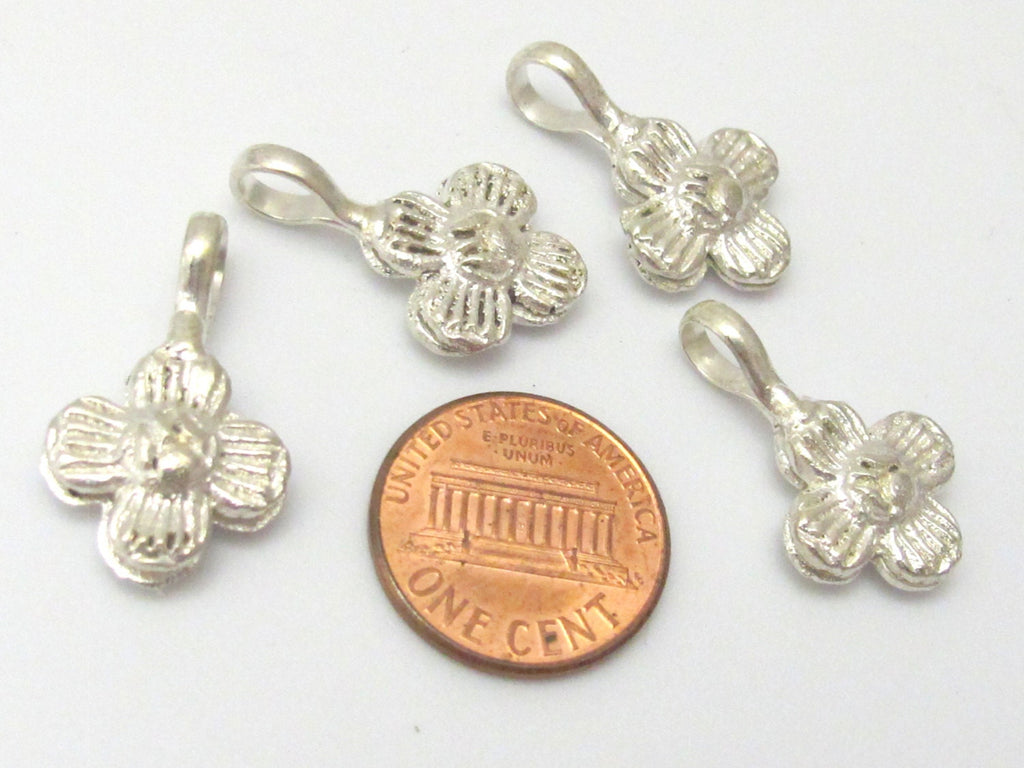 1 counter - Tibetan silver four petal Flower design mala counter - GB003B