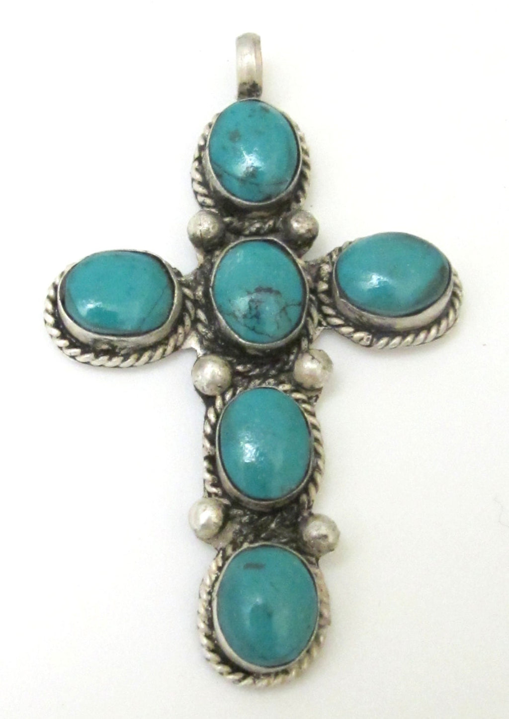 Tibetan cross pendant with turquoise inlay - PM257A