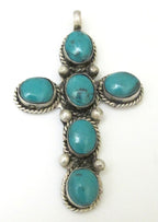 Tibetan cross pendant with turquoise inlay - PM257A