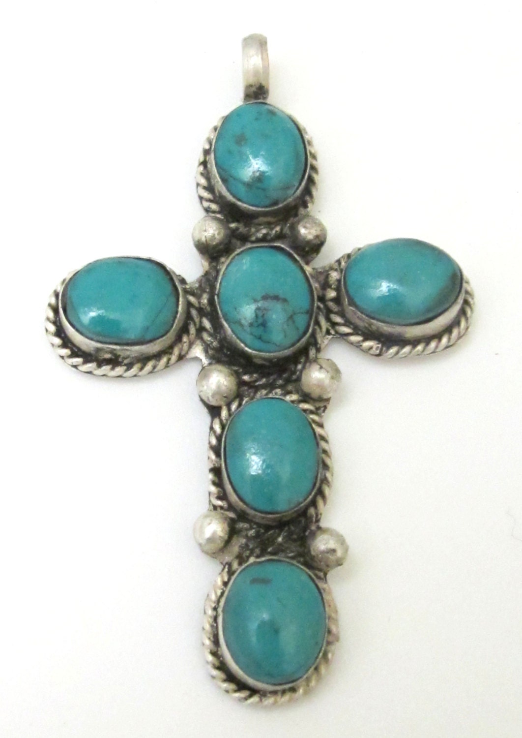 Tibetan cross pendant with turquoise inlay - PM257A