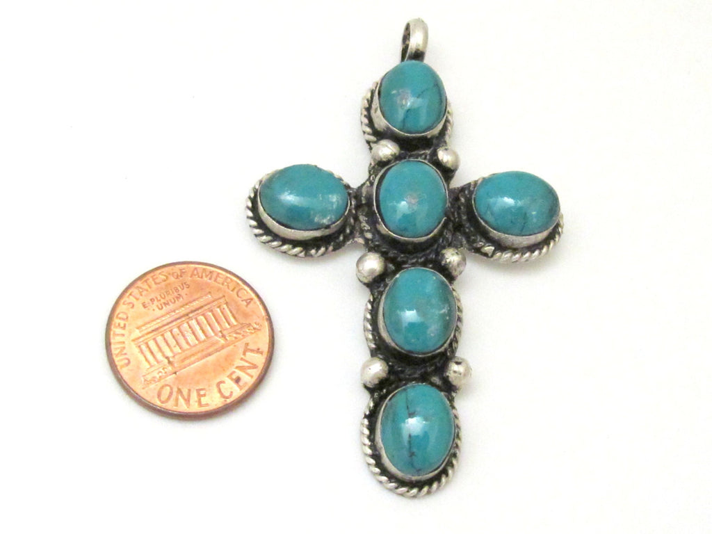 Tibetan cross pendant with turquoise inlay - PM257A