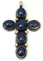 Tibetan Lapis Lazuli gemstone cross pendant - PM257B
