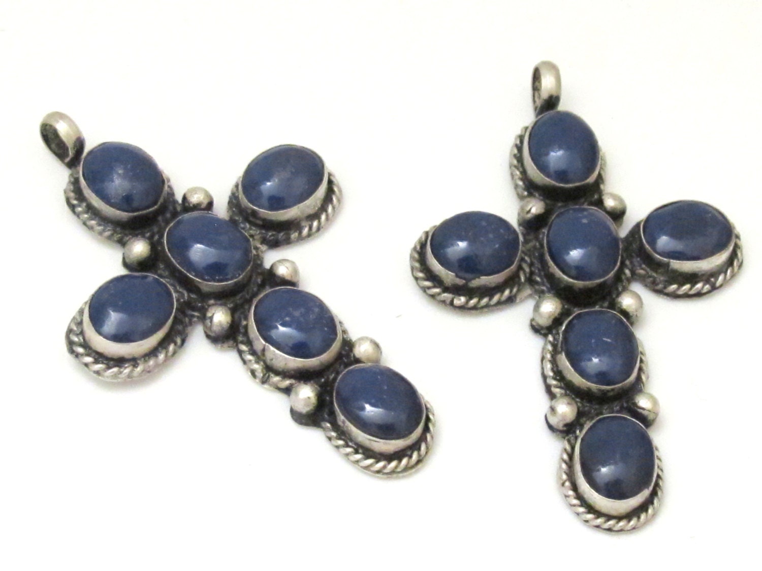 Tibetan Lapis Lazuli gemstone cross pendant - PM257B