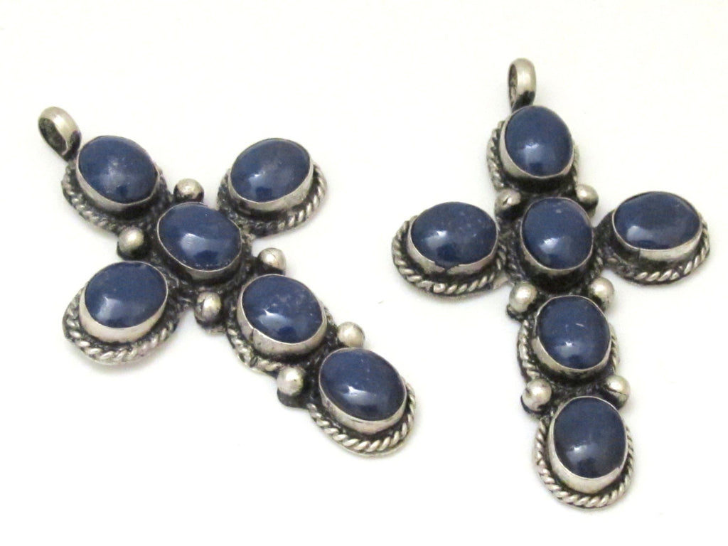 Tibetan Lapis Lazuli gemstone cross pendant - PM257B