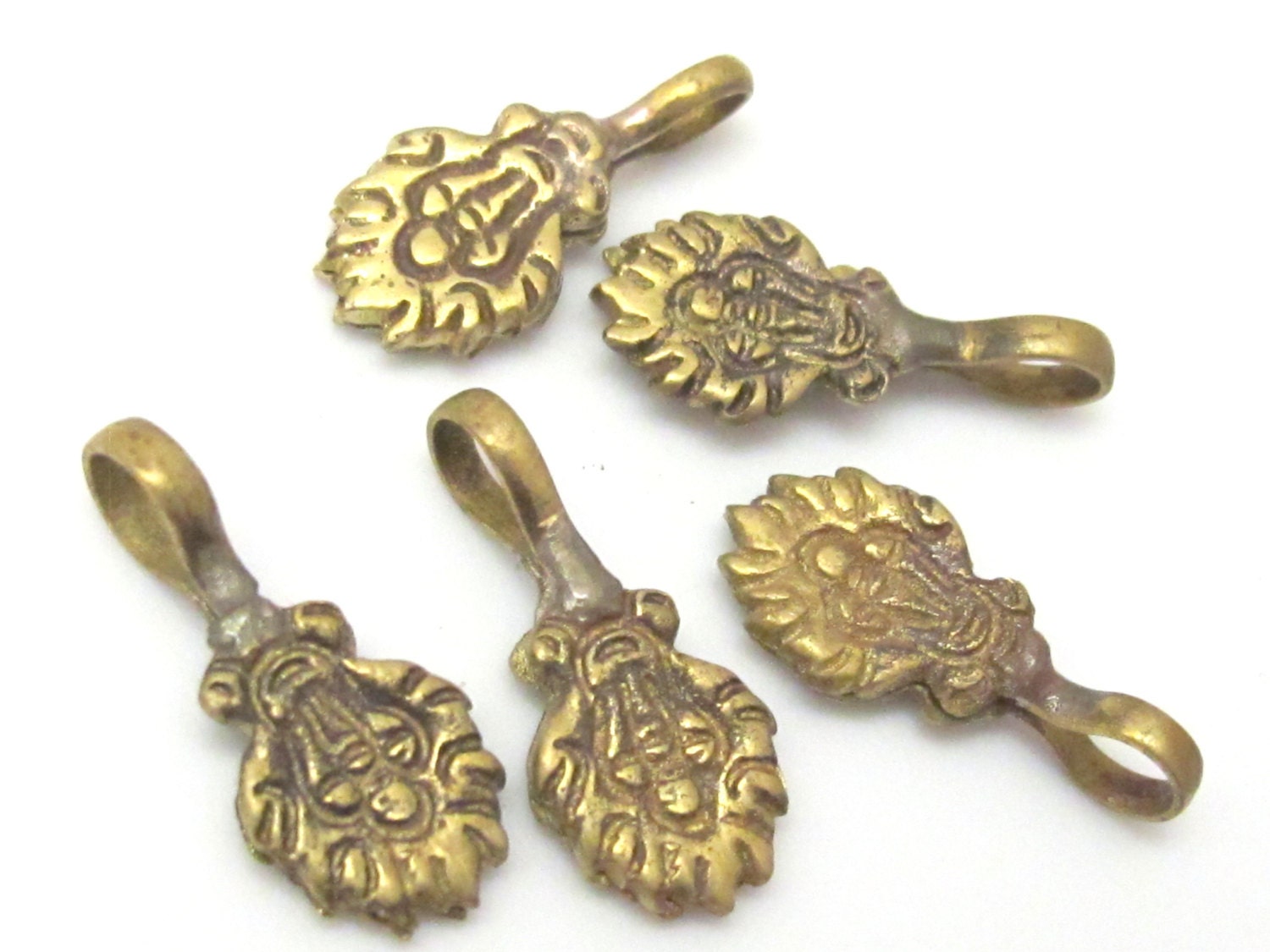 1 counter - Antiqued flames torch design Tibetan Brass mala counter -- GB002A