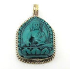 Small size Green color Tibetan Buddha pendant from Nepal - 1 pendant - PS005B