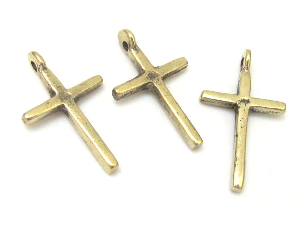 6 pendants lot - Small size Tibetan solid brass cross charm pendants - PM259D custom designs copyright Nepalbeadshop