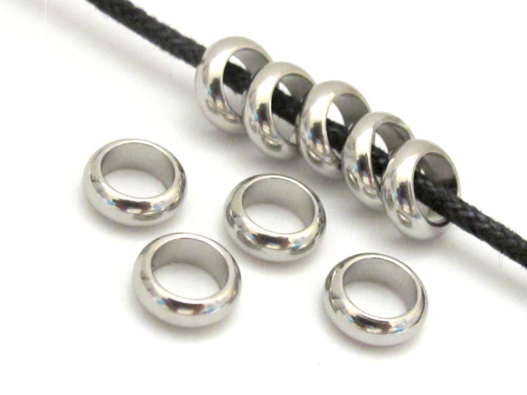 10 Beads - Stainless steel donut beads 8 mm wide - BD640