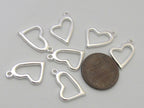 8 Heart shape charms silver tone 17 mm x 17 mm - CM087