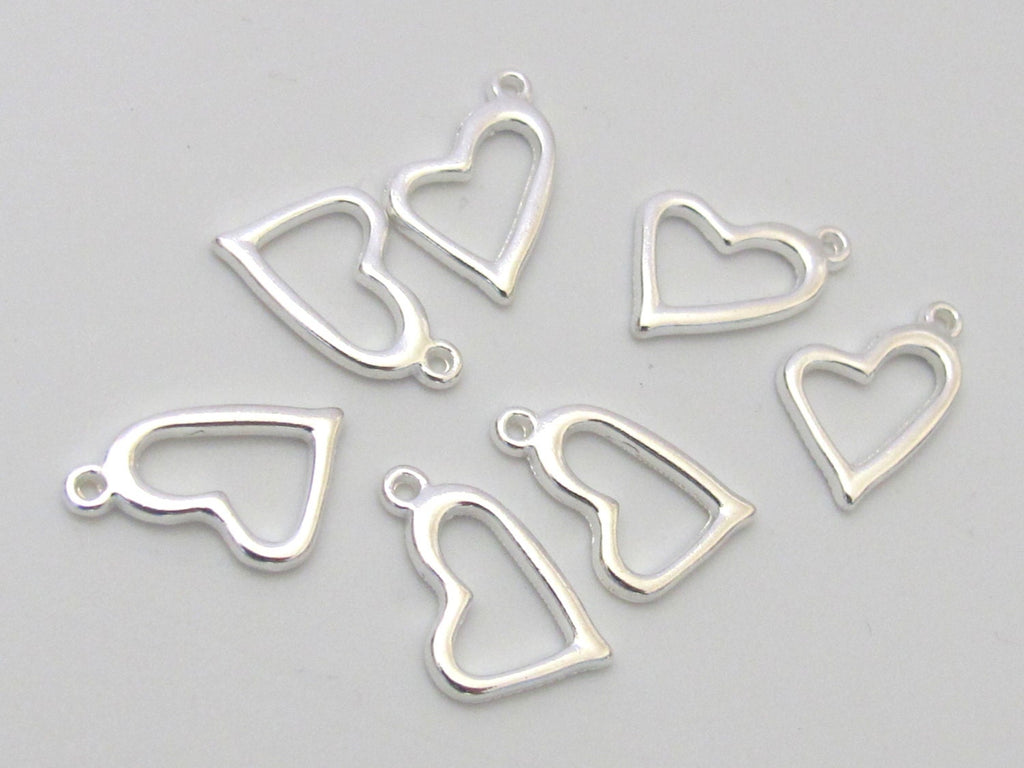 8 Heart shape charms silver tone 17 mm x 17 mm - CM087