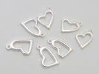 8 Heart shape charms silver tone 17 mm x 17 mm - CM087