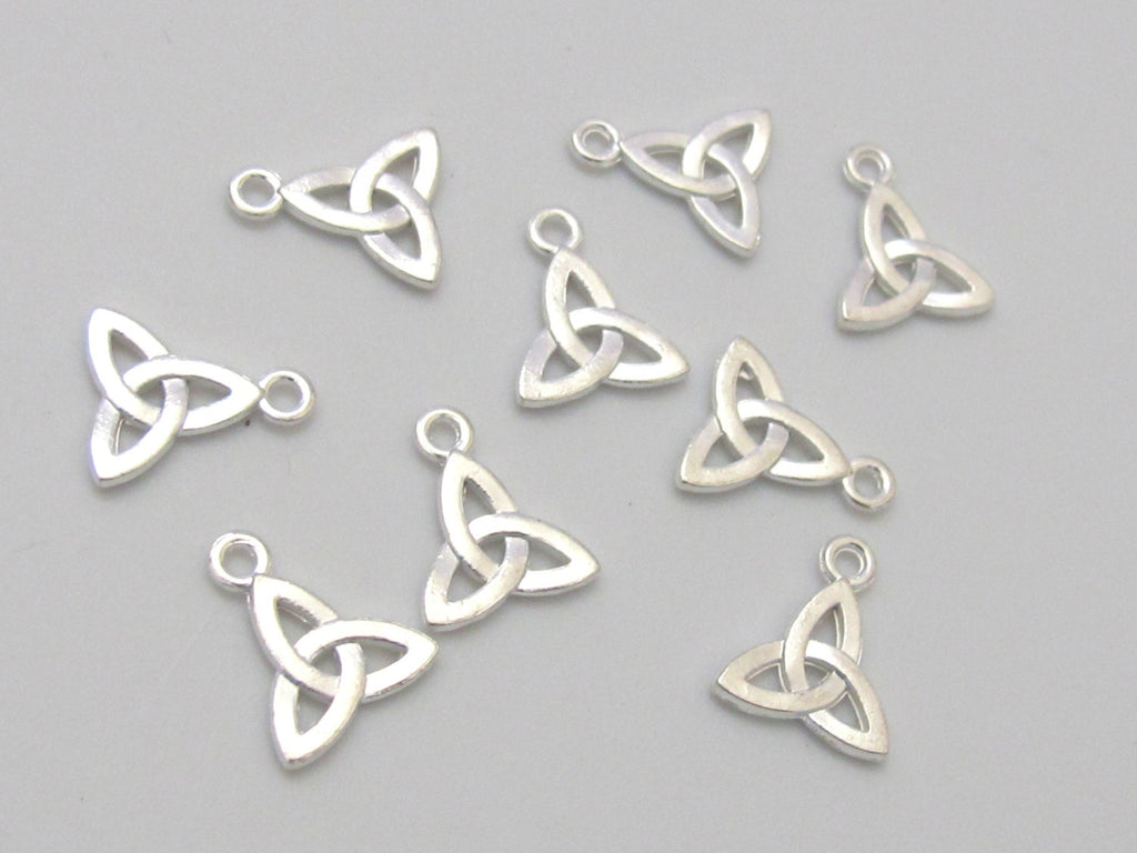 10 charms - Celtic trinity knot symbol silver tone small size charms 12mm x 10mm - CM088