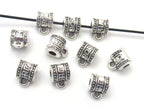 5 tibetan script silver tone plated connector bail beads 7 mm x 9 mm - CM091