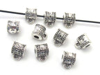 5 Beads - Tibetan script silver tone plated connector bail beads 7 mm x 9 mm - CM091