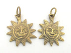 2 Pendants - Small size solid brass Sun Pendants charms from Nepal - CP058 Custom Design Copyright Nepalbeadshop