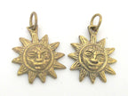 2 Pendants - Small size solid brass Sun Pendants charms from Nepal - CP058 Custom Design Copyright Nepalbeadshop