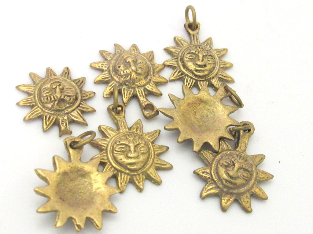 2 Pendants - Small size solid brass Sun Pendants charms from Nepal - CP058 Custom Design Copyright Nepalbeadshop