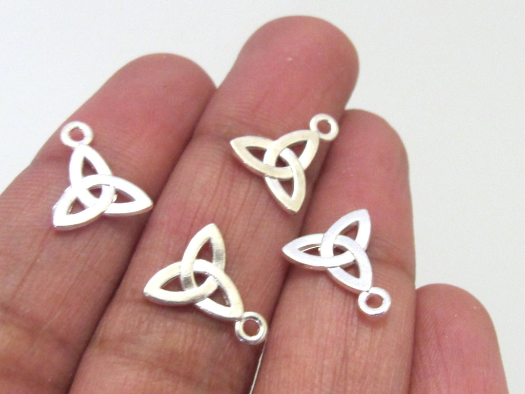 10 charms - Celtic trinity knot symbol silver tone small size charms 12mm x 10mm - CM088