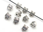 5 tibetan script silver tone plated connector bail beads 7 mm x 9 mm - CM091