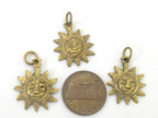2 Pendants - Small size solid brass Sun Pendants charms from Nepal - CP058 Custom Design Copyright Nepalbeadshop