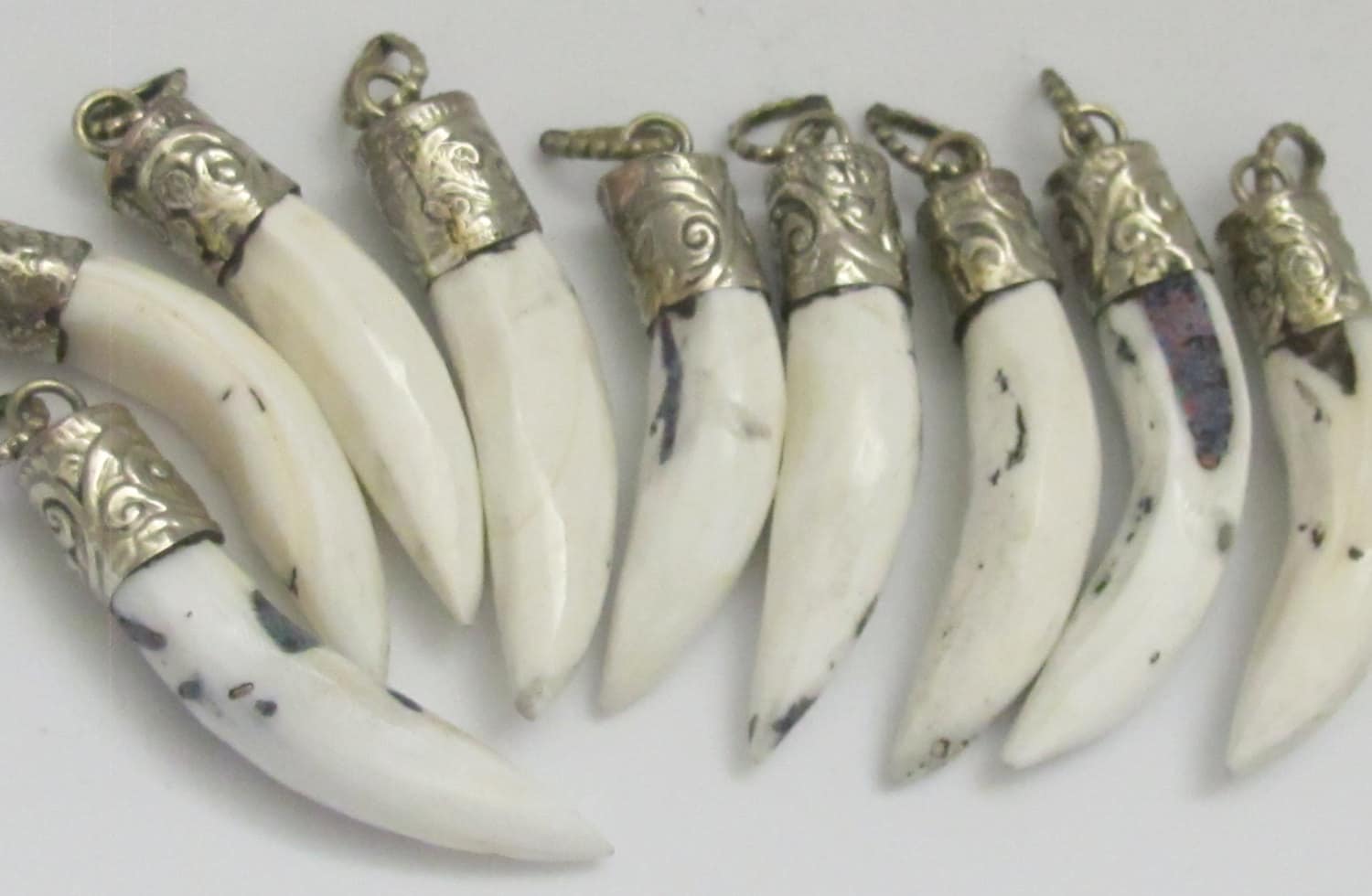 3 Pendants lot- Tibetan silver capped Naga Conch shell pendant - PM268