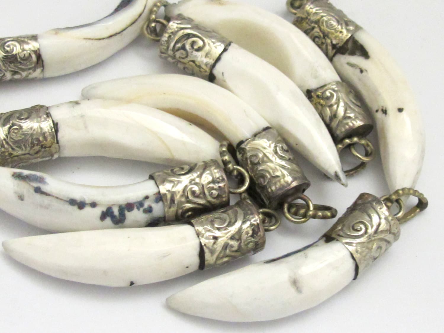 3 Pendants lot- Tibetan silver capped Naga Conch shell pendant - PM268