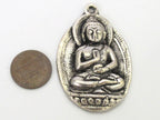 Gorgeous large size Oval shape Tibetan Buddha pendant antiqued silver finish Nepal - CP061